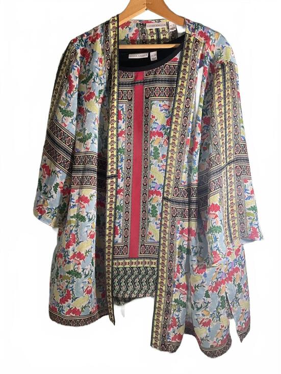 Susan Graver Other - Susan Graver Floral Print Two-Piece Set - Jacket & Sleeveless Top XL
